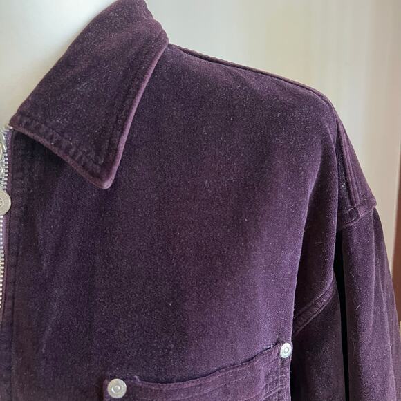 Vintage 90s Y2K Jones New York Sport Purple Velour Zip Up Shacket XL Whimysgoth - Picture 9 of 17